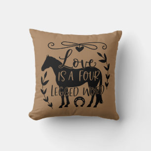 Love Is A Four Legged Word Horse Throw Pillow