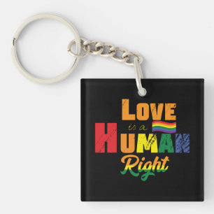 Love Is A Human Right LGBTQ Pride Rainbow Keychain