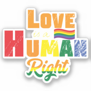 Love Is A Human Right   LGBTQ   Pride   Rainbow Sticker