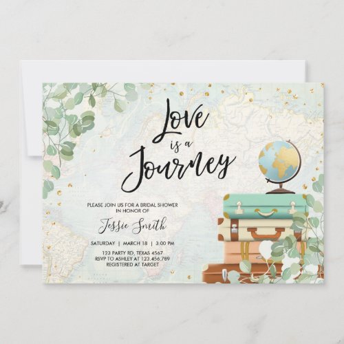 Love is a Journey Eucalyptus Travel Bridal Shower Invitation