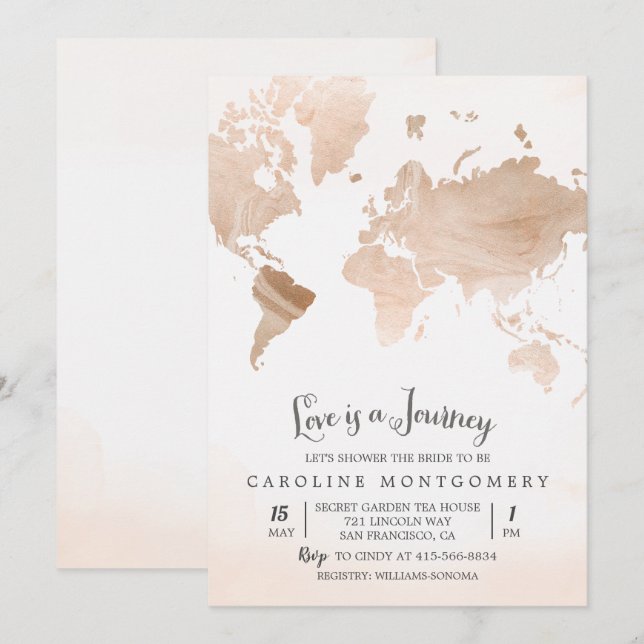Love is a Journey Map Bridal Shower Invitation (Front/Back)