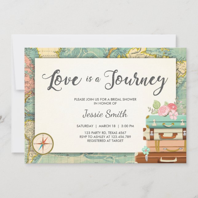 Love is a Journey Travel Bridal shower invitation (Front)