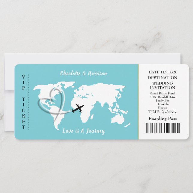 Love Is A Journey World Map Travel Theme Wedding Invitation (Front)