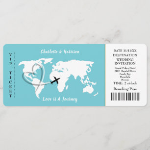 Love Is A Journey World Map Travel Theme Wedding Invitation