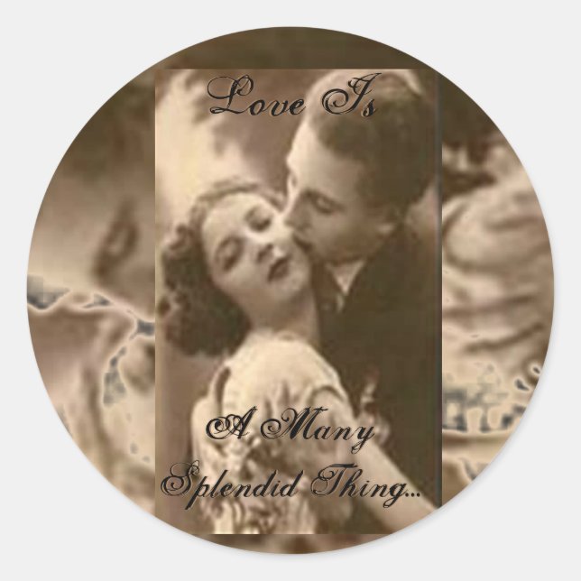 "Love Is A Many Splendid Thing" Classic Round Sticker (Front)