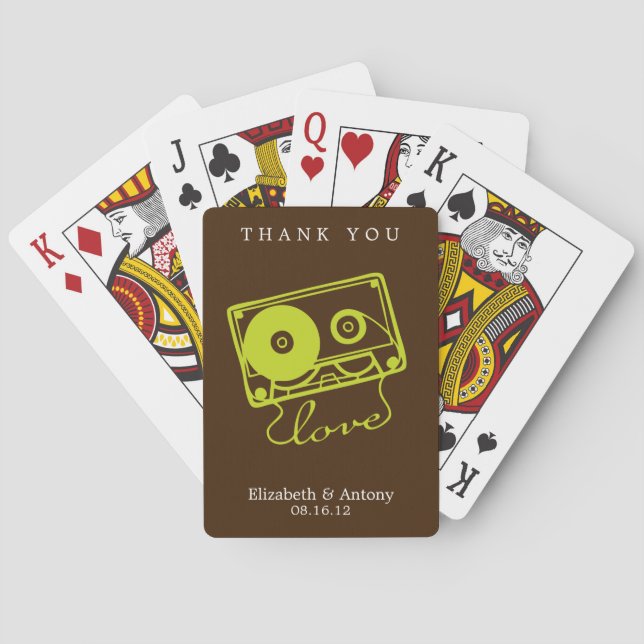 Love is a Mixtape {brown and green} Poker Cards (Back)