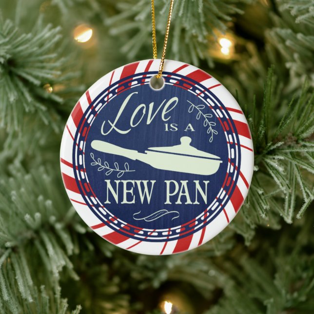 Love is a new pan cooking culinary Christmas Ceramic Ornament (Tree)