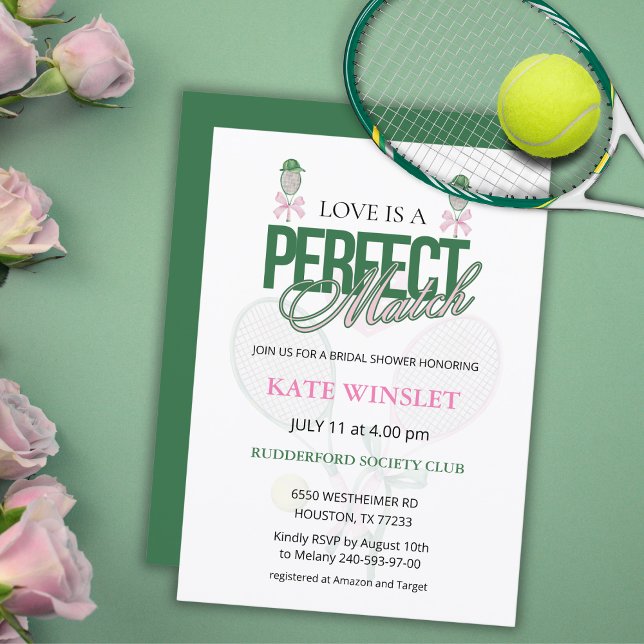 Love Is a Perfect Match Tennis Bridal Shower  Invitation (Creator Uploaded)