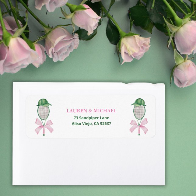 Love Is a Perfect Match Tennis BridalShower Return Label (Creator Uploaded)