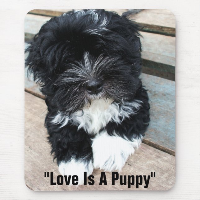 "Love Is A Puppy" mousepad by Zoltan Buday (Front)
