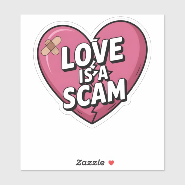 Love Is a Scam Anti Valentine Heart Sticker (Sheet)