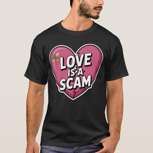 Love Is a Scam Anti Valentine Heart T-Shirt (Front)