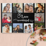 Love is a Wonderful Thing 10 Photo 1000 piece Jigsaw Puzzle<br><div class="desc">Create your own unique puzzle with 10 of your favorite photos. The photo template is set up for you to add your pictures, working in rows left to right, which will be displayed in square instagram format. The design features a quote in hand lettering with a love heart which reads...</div>