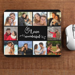 Love is a Wonderful Thing 10 Photo Collage Black Mouse Pad<br><div class="desc">Custom mouse pad with 10 of your favorite photos. The quote reads "love is a wonderful thing", lettered in decorative calligraphy. The photo template is set up for you to add your pictures, working clockwise from top left. Your photos will be displayed in a simple grid style photo collage, to...</div>