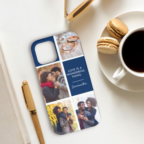 Love is a Wonderful Thing 4 Photo Navy Blue Custom iPhone 12 Pro Case