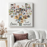 Love is all Around Heart Shape 36 Photo Collage Canvas Print<br><div class="desc">Create your own heart shaped Photo Collage with 36 of your favorite family pics and selfies. The photo collage comprises a variety of landscape, portrait and square shapes to give you plenty of options when placing your own photo. The design is complete with "Love is all around" which is lettered...</div>
