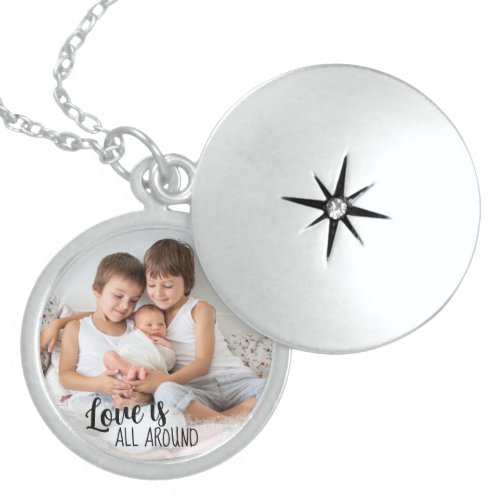 Love is All Around Siblings Photo Gift for Mom Locket Necklace