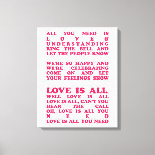 Love is all - Roger Clover Song Lyrics Canvas Print