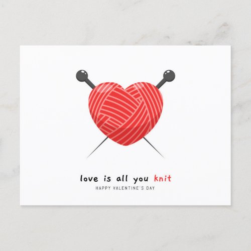 Love Is All You Knit   Valentines Day Holiday Postcard