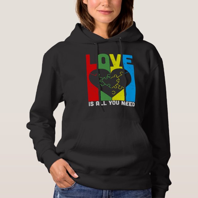 Love Is All You Need Autism Heart Puzzle Hoodie (Front)