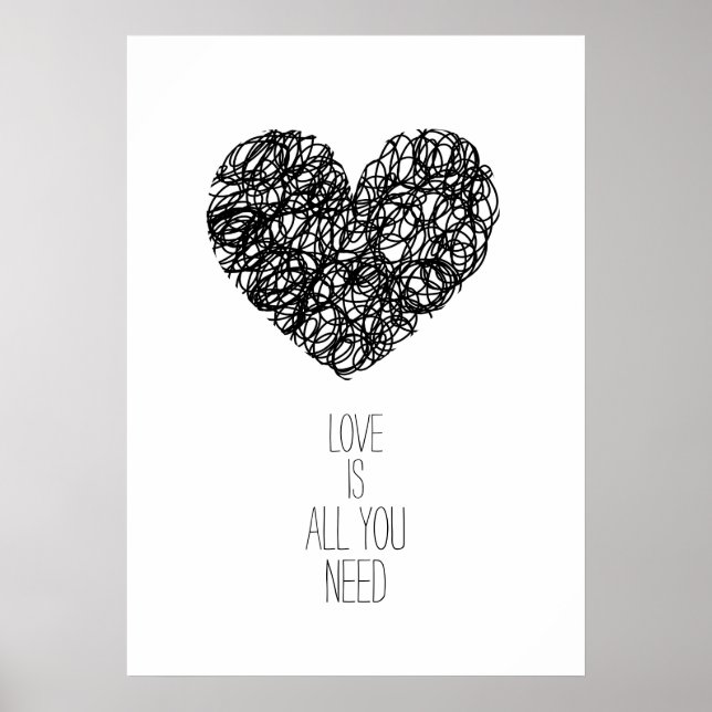  Love Is All You Need Black Valentine's day Heart Poster (Front)