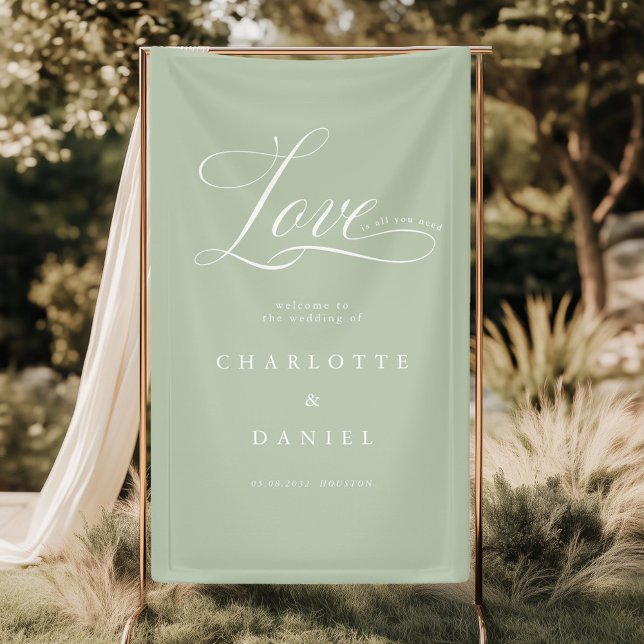Love is all you need! Elegant, wedding Banner (Love is all you need! Personalized, Elegant, welcome, wedding Banner with your names and date.)