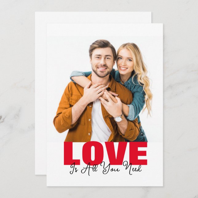 Love Is All You Need Flat Save The Date Card (Front/Back)