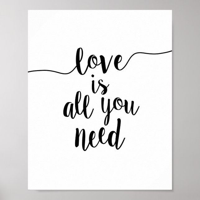 Love is All You Need Inspirational Quote Art Print (Front)