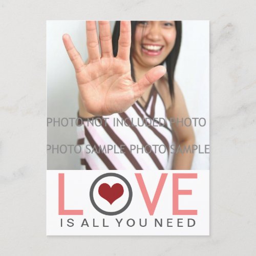 Love Is All You Need Red Heart Coral Gray Photo Postcard