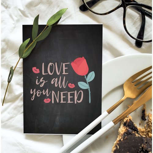 Love Is All You Need Romantic Valentines Gift Holiday Card