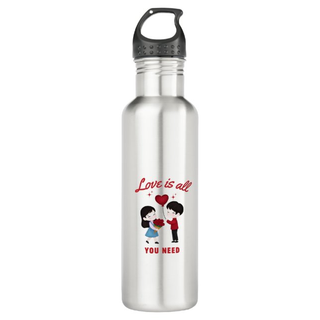 Love Is All You Need Stainless Steel Water Bottle (Front)