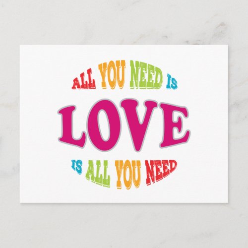 Love is All You Need Valentines Day Holiday Postcard