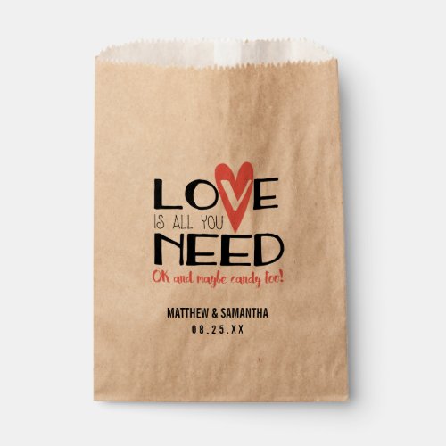Love is all you Need Wedding Candy Bar Buffet Favor Bag