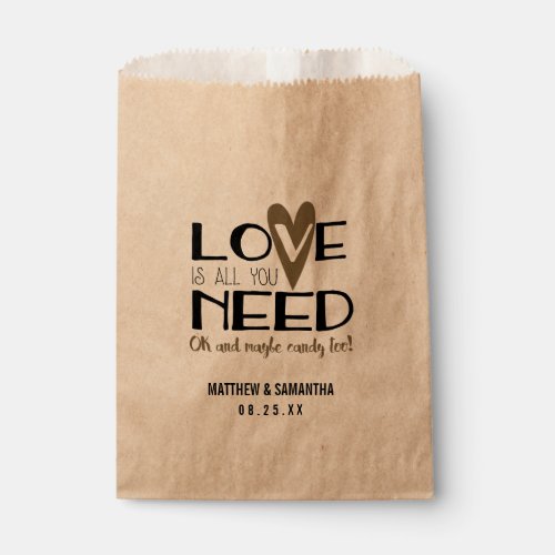 Love is all you Need Wedding Candy Bar Buffet Favor Bag