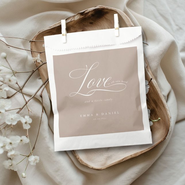 Love is all you need!  Wedding  Favor Bag (Love is all you need! Wedding Favor Bag with your name and date.)
