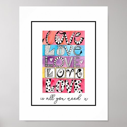 Love is all you need Whimsical Lettering Poster