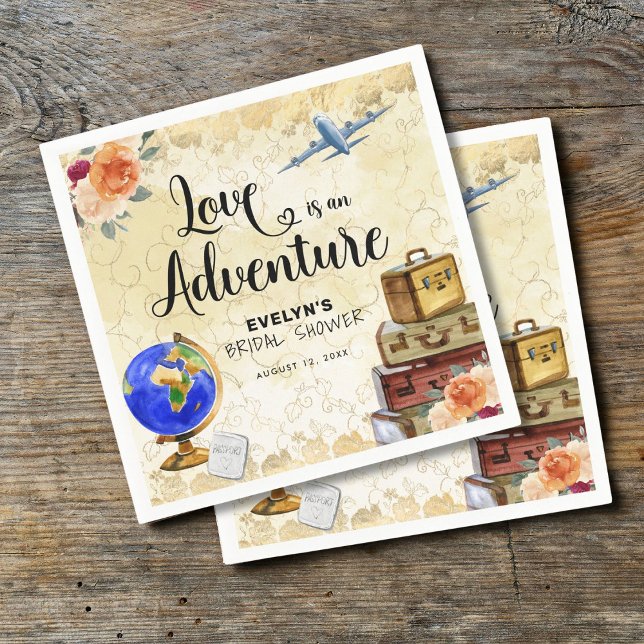 Love is an Adventure Bridal Shower Napkins (Creator Uploaded)