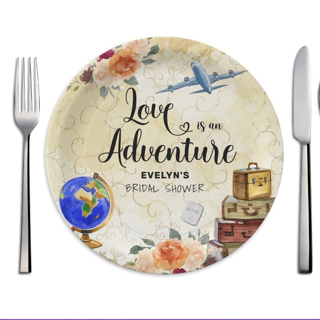 Love is an Adventure Bridal Shower Paper Plates (Creator Uploaded)