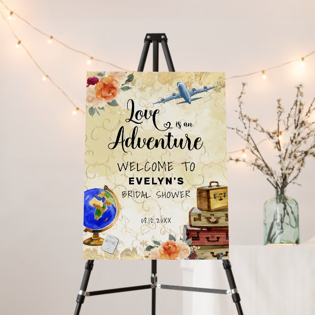 Love is an Adventure Bridal Shower Welcome Foam Board (In Situ (Stand))