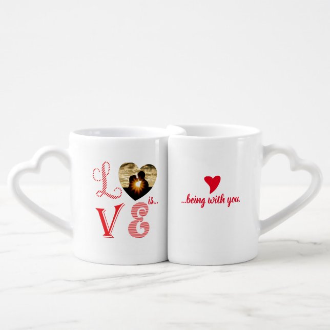 Love is being with you Valentine's Day Couple Mugs (Front Nesting)