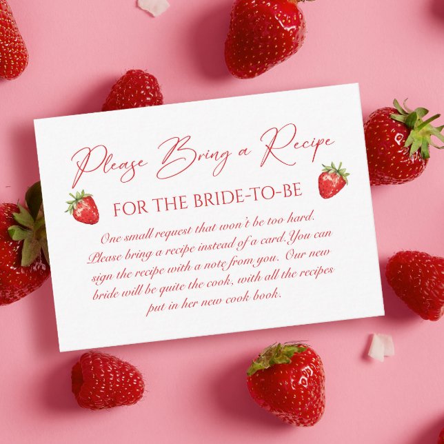 Love is Berry Sweet Bridal Shower Recipe Request  Enclosure Card (Creator Uploaded)