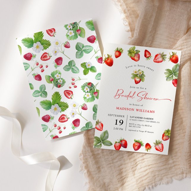 Love Is Berry Sweet Bridal Shower Strawberry Invitation (Creator Uploaded)