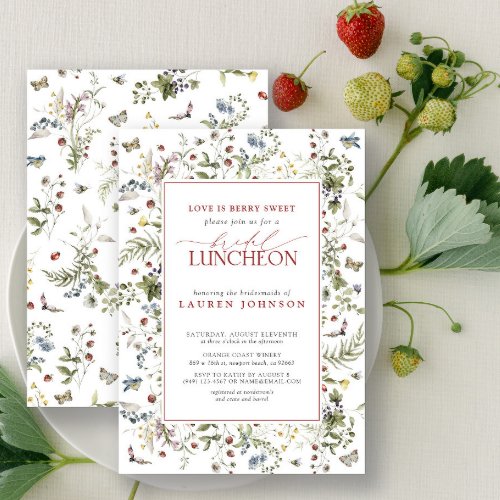 Love Is Berry Sweet Elegant Floral Bridal Luncheon Invitation