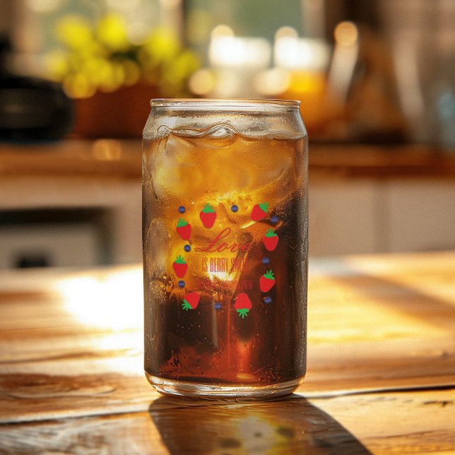 Love Is Berry Sweet Fruit Bridal Shower Can Glass (Creator Uploaded)