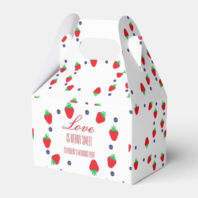 Love Is Berry Sweet Fruit Bridal Shower Favor Boxes (Front Side)