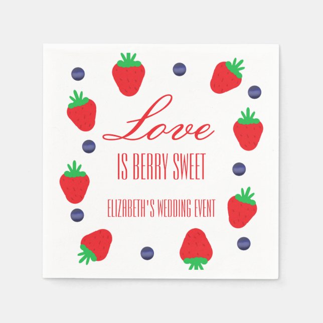 Love Is Berry Sweet Fruit Bridal Shower Napkins (Front)