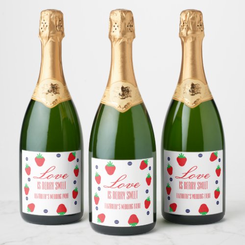 Love Is Berry Sweet Fruit Bridal Shower Sparkling Wine Label
