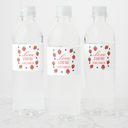 Love Is Berry Sweet Fruit Bridal Shower Water Bottle Label