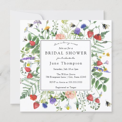 Love is Berry Sweet Wildflower Bridal Shower Invitation | Zazzle