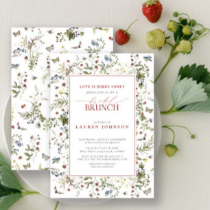 Love Is Berry Sweet Wildflower Red Bridal Brunch Invitation